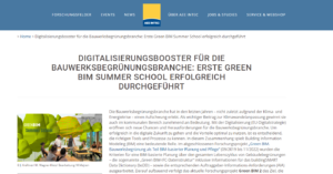 Berichterstattung zur Green BIM Summer School 2024